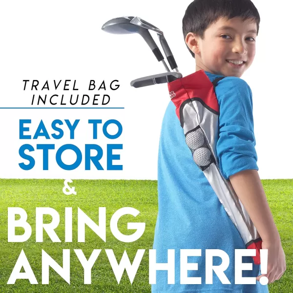 Franklin Sports Kids Golf Set  Youth Adjustable Plastic Golf Club Set  Kids Plastic Golf Set with Bag and Balls  Adjustable Length Clubs for Toddlers Junior Right hand RedRed