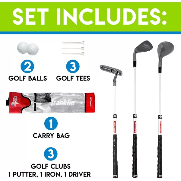 Franklin Sports Kids Golf Set  Youth Adjustable Plastic Golf Club Set  Kids Plastic Golf Set with Bag and Balls  Adjustable Length Clubs for Toddlers Junior Right hand RedRed