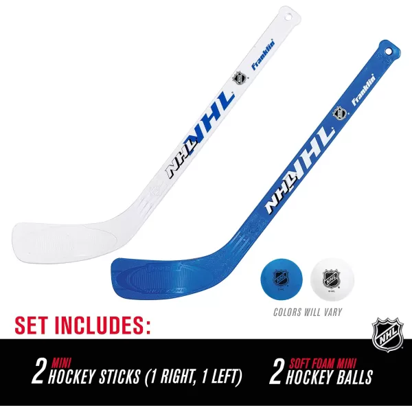 Franklin Sports Mini Hockey Stick and Ball Set  Play Knee Hockey Anytime  Kids Knee Hockey Set  Includes 2 Mini Sticks and 2 Foam Balls  NHL