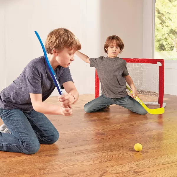 Franklin Sports  NHL Kids Folding Hockey Goals Set  2 Street Hockey ampamp Knee Hockey Goals  2 Adjustable Youth Hockey Sticks 2 Knee Hockey Sticks 2 Mini Hockey Balls  1 Street Hockey BallGoals Set