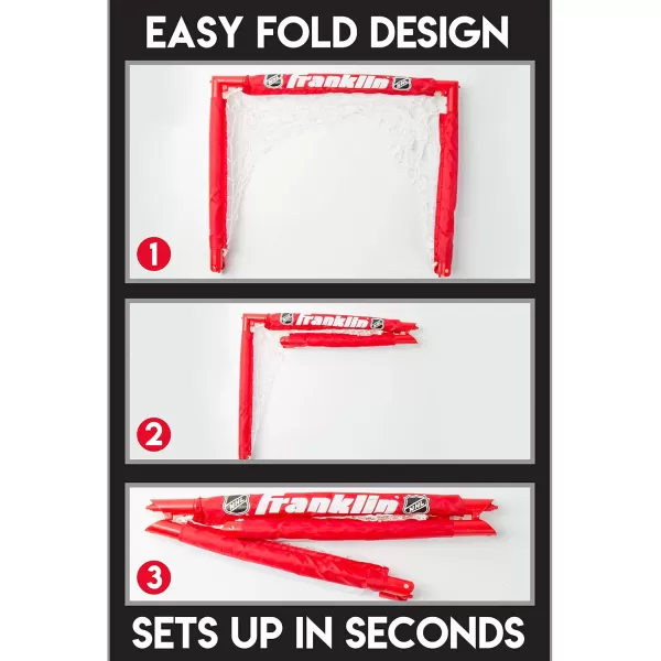 Franklin Sports  NHL Kids Folding Hockey Goals Set  2 Street Hockey ampamp Knee Hockey Goals  2 Adjustable Youth Hockey Sticks 2 Knee Hockey Sticks 2 Mini Hockey Balls  1 Street Hockey BallGoals Set