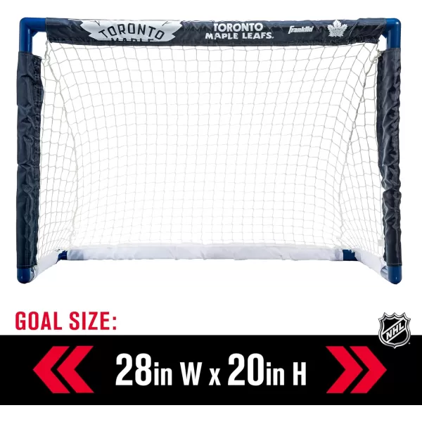 Franklin Sports NHL Mini Hockey Set  Kids Indoor Knee Hockey Goal Ball  2 Mini Hockey Stick Combo Set  Youth NHL Team Indoor Toy Knee Hockey Sets  NHL Official  Ages 3Toronto Maple Leafs