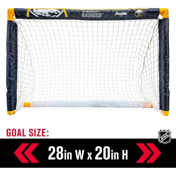 Franklin Sports NHL Mini Hockey Set  Kids Indoor Knee Hockey Goal Ball  2 Mini Hockey Stick Combo Set  Youth NHL Team Indoor Toy Knee Hockey Sets  NHL Official  Ages 3Buffalo Sabres