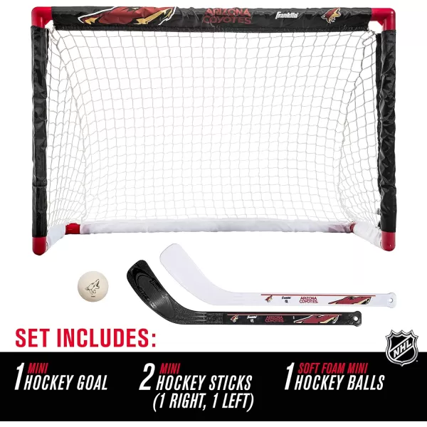 Franklin Sports NHL Mini Hockey Set  Kids Indoor Knee Hockey Goal Ball  2 Mini Hockey Stick Combo Set  Youth NHL Team Indoor Toy Knee Hockey Sets  NHL Official  Ages 3Arizona Coyotes