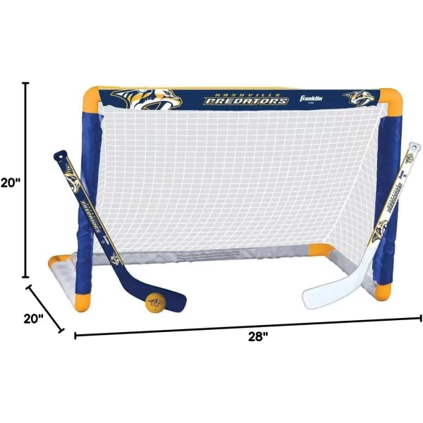 Franklin Sports NHL Mini Hockey Set  Kids Indoor Knee Hockey Goal Ball  2 Mini Hockey Stick Combo Set  Youth NHL Team Indoor Toy Knee Hockey Sets  NHL Official  Ages 3Nashville Predators