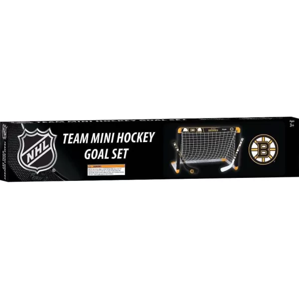 Franklin Sports NHL Mini Hockey Set  Kids Indoor Knee Hockey Goal Ball  2 Mini Hockey Stick Combo Set  Youth NHL Team Indoor Toy Knee Hockey Sets  NHL Official  Ages 3Boston Bruins