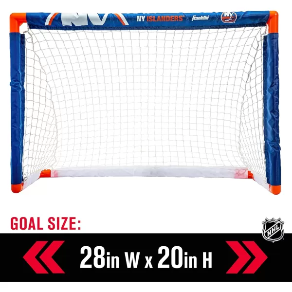 Franklin Sports NHL Mini Hockey Set  Kids Indoor Knee Hockey Goal Ball  2 Mini Hockey Stick Combo Set  Youth NHL Team Indoor Toy Knee Hockey Sets  NHL Official  Ages 3New York Islanders