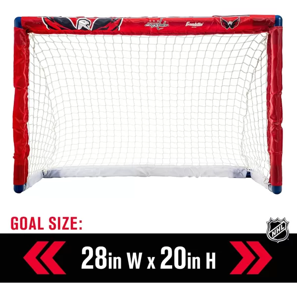 Franklin Sports NHL Mini Hockey Set  Kids Indoor Knee Hockey Goal Ball  2 Mini Hockey Stick Combo Set  Youth NHL Team Indoor Toy Knee Hockey Sets  NHL Official  Ages 3Washington Capitals