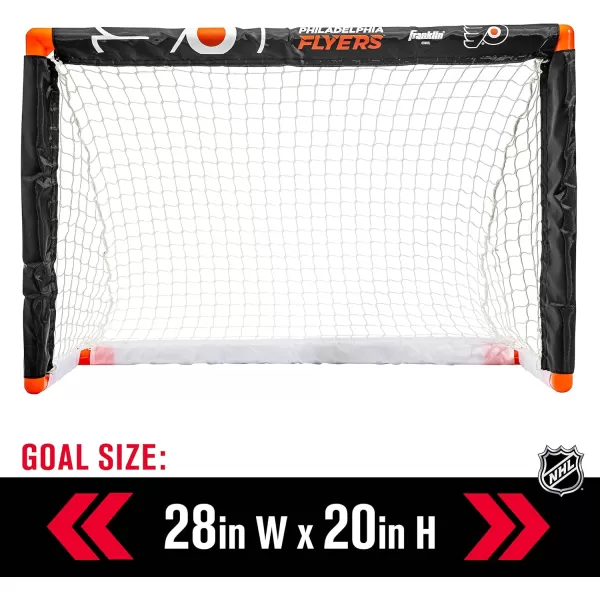 Franklin Sports NHL Mini Hockey Set  Kids Indoor Knee Hockey Goal Ball  2 Mini Hockey Stick Combo Set  Youth NHL Team Indoor Toy Knee Hockey Sets  NHL Official  Ages 3Philadelphia Flyers