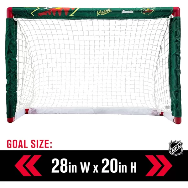 Franklin Sports NHL Mini Hockey Set  Kids Indoor Knee Hockey Goal Ball  2 Mini Hockey Stick Combo Set  Youth NHL Team Indoor Toy Knee Hockey Sets  NHL Official  Ages 3Minnesota Wild