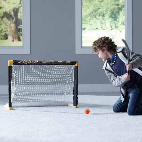 Franklin Sports NHL Mini Hockey Set  Kids Indoor Knee Hockey Goal Ball  2 Mini Hockey Stick Combo Set  Youth NHL Team Indoor Toy Knee Hockey Sets  NHL Official  Ages 3Anaheim Ducks