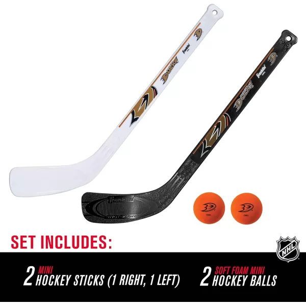 Franklin Sports NHL Mini Hockey Stick Set  NHL Team Knee Hockey Stick and Ball Set  Two Player Stick Set  Great Toy for KidsAnaheim Ducks