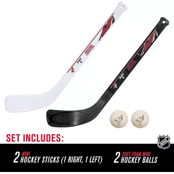 Franklin Sports NHL Mini Hockey Stick Set  NHL Team Knee Hockey Stick and Ball Set  Two Player Stick Set  Great Toy for KidsArizona Coyotes