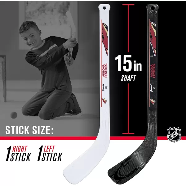 Franklin Sports NHL Mini Hockey Stick Set  NHL Team Knee Hockey Stick and Ball Set  Two Player Stick Set  Great Toy for KidsArizona Coyotes