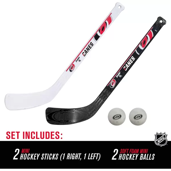 Franklin Sports NHL Mini Hockey Stick Set  NHL Team Knee Hockey Stick and Ball Set  Two Player Stick Set  Great Toy for KidsCarolina Hurricanes