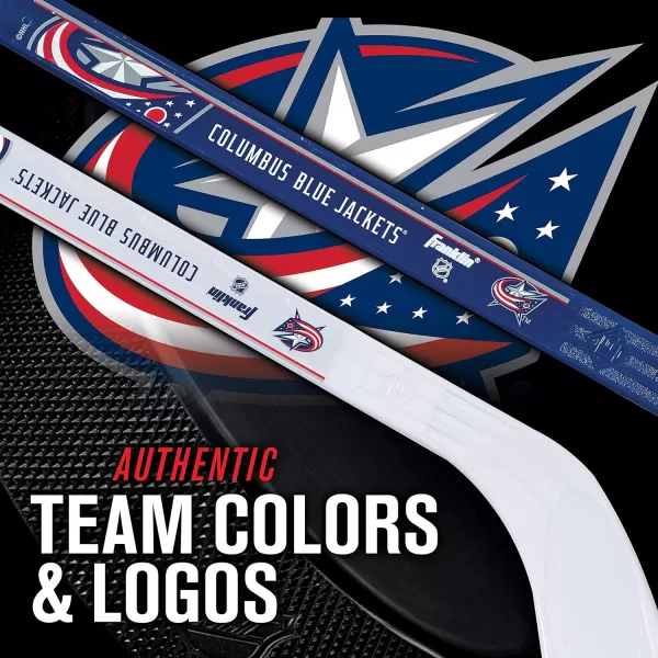 Franklin Sports NHL Mini Hockey Stick Set  NHL Team Knee Hockey Stick and Ball Set  Two Player Stick Set  Great Toy for KidsColumbus Blue Jackets