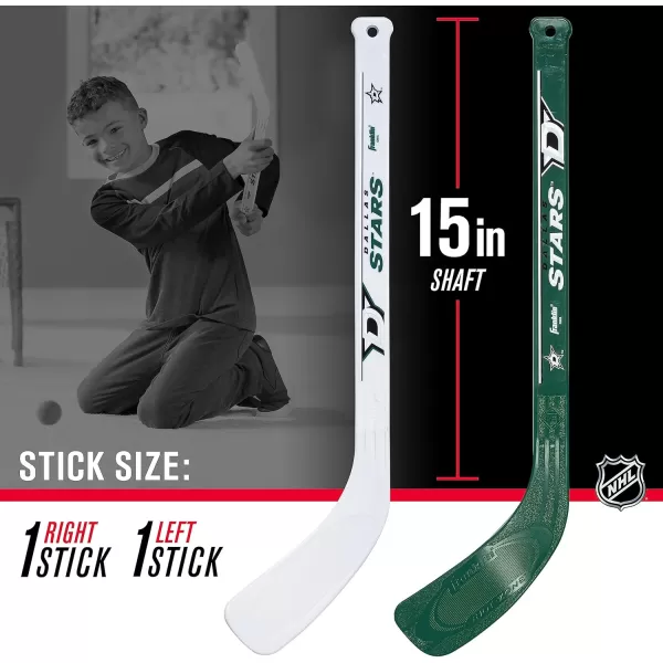 Franklin Sports NHL Mini Hockey Stick Set  NHL Team Knee Hockey Stick and Ball Set  Two Player Stick Set  Great Toy for KidsDallas Stars