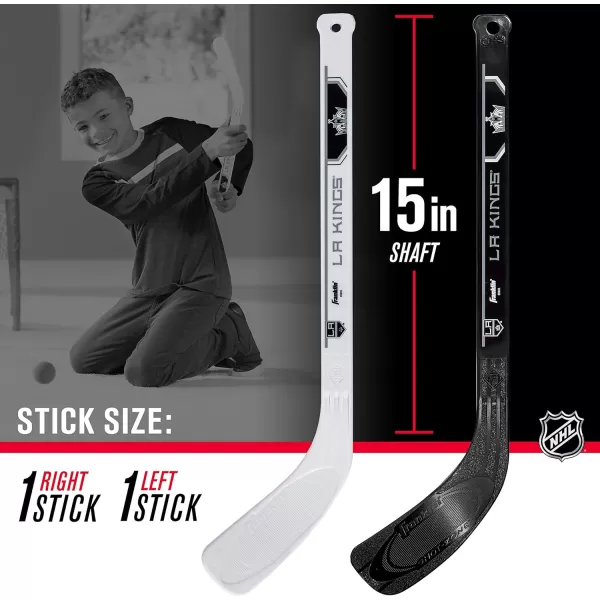 Franklin Sports NHL Mini Hockey Stick Set  NHL Team Knee Hockey Stick and Ball Set  Two Player Stick Set  Great Toy for KidsLos Angeles Kings