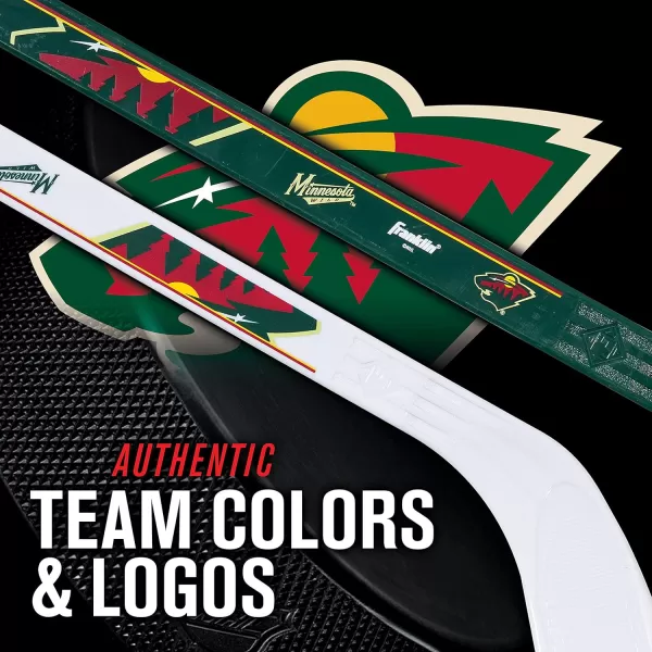Franklin Sports NHL Mini Hockey Stick Set  NHL Team Knee Hockey Stick and Ball Set  Two Player Stick Set  Great Toy for KidsMinnesota Wild