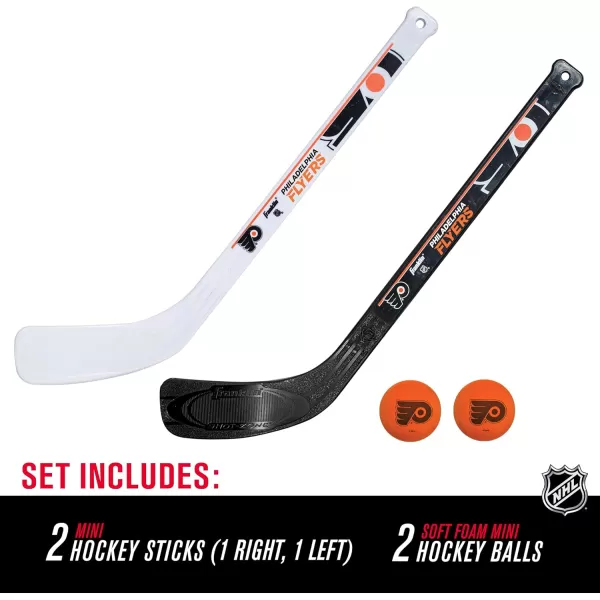 Franklin Sports NHL Mini Hockey Stick Set  NHL Team Knee Hockey Stick and Ball Set  Two Player Stick Set  Great Toy for KidsPhiladelphia Flyers