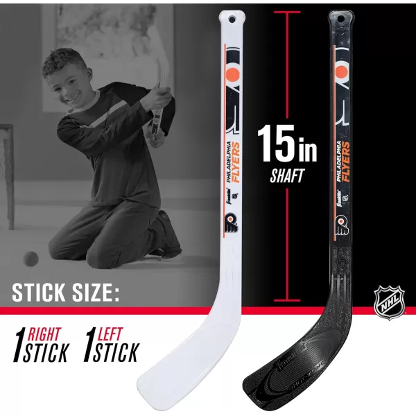 Franklin Sports NHL Mini Hockey Stick Set  NHL Team Knee Hockey Stick and Ball Set  Two Player Stick Set  Great Toy for KidsPhiladelphia Flyers