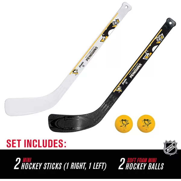 Franklin Sports NHL Mini Hockey Stick Set  NHL Team Knee Hockey Stick and Ball Set  Two Player Stick Set  Great Toy for KidsPittsburgh Penguins