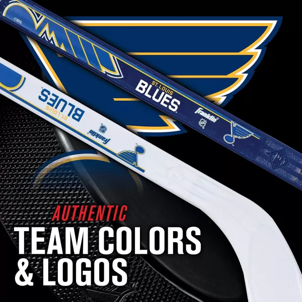 Franklin Sports NHL Mini Hockey Stick Set  NHL Team Knee Hockey Stick and Ball Set  Two Player Stick Set  Great Toy for KidsSt Louis Blues