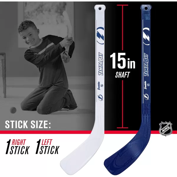 Franklin Sports NHL Mini Hockey Stick Set  NHL Team Knee Hockey Stick and Ball Set  Two Player Stick Set  Great Toy for KidsTampa Bay Lightning