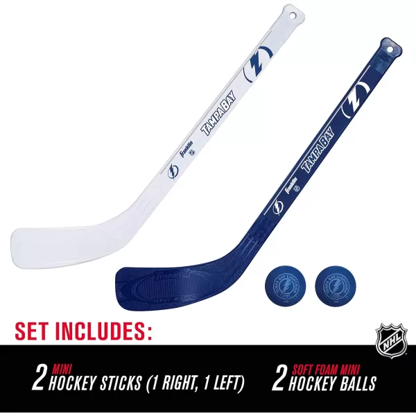 Franklin Sports NHL Mini Hockey Stick Set  NHL Team Knee Hockey Stick and Ball Set  Two Player Stick Set  Great Toy for KidsTampa Bay Lightning