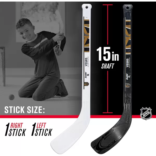 Franklin Sports NHL Mini Hockey Stick Set  NHL Team Knee Hockey Stick and Ball Set  Two Player Stick Set  Great Toy for KidsVegas Golden Knights
