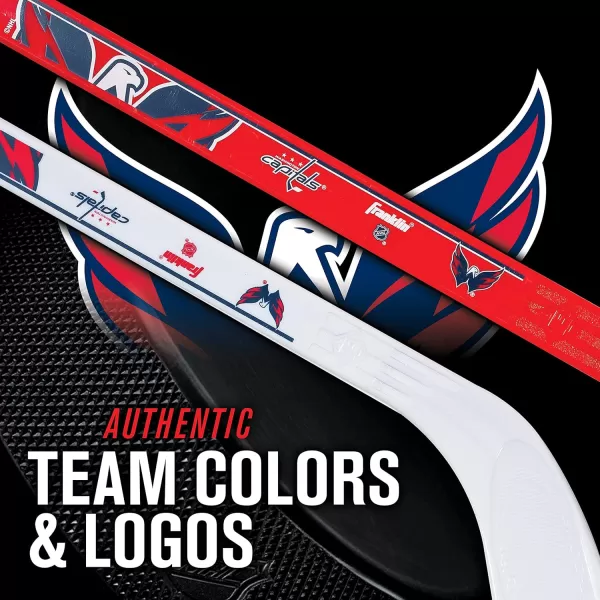 Franklin Sports NHL Mini Hockey Stick Set  NHL Team Knee Hockey Stick and Ball Set  Two Player Stick Set  Great Toy for KidsWashington Capitals