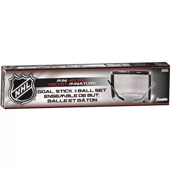 Franklin Sports NHL Youth Mini Hockey Goal  Stick Set  Kids Knee Hockey Goal Sticks  Foam Mini Balls  1 Goal 2 Mini Sticks  2 Balls Included