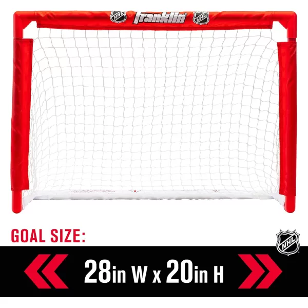 Franklin Sports NHL s Mini Hockey Set  Includes 1 Knee Hockey Goal  2 Mini Hockey Sticks  2 Foam Balls  Indoor Mini Hockey Goal  Sticks Set
