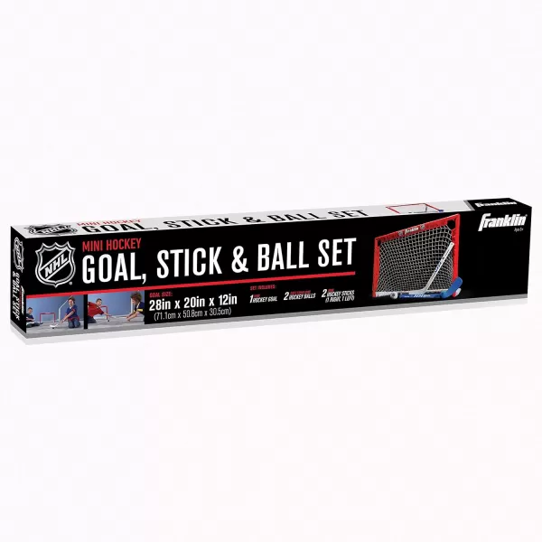 Franklin Sports NHL s Mini Hockey Set  Includes 1 Knee Hockey Goal  2 Mini Hockey Sticks  2 Foam Balls  Indoor Mini Hockey Goal  Sticks Set