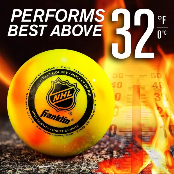 Franklin Sports Street Hockey Balls  NHL  High Density  3 Pack  Orange