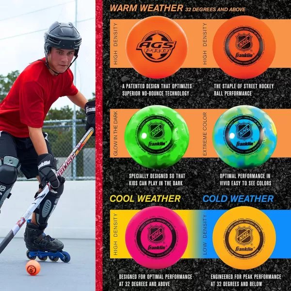 Franklin Sports Street Hockey Balls  NHL  High Density  3 Pack  Orange