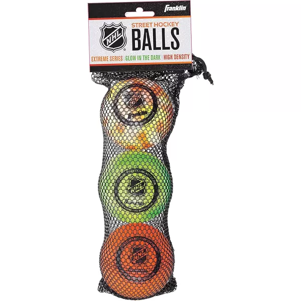 Franklin Sports Street Hockey Balls  NHL  High Density  3 Pack  Orange