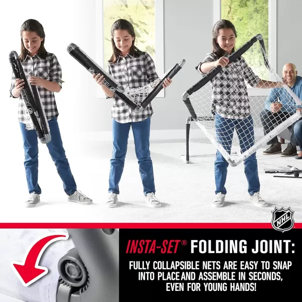 NHL Mini Hockey Goal Set of 2  Black  Includes Mini Hockey Goals 4 Hockey Sticks 2 Goalie Sticks and 4 Foam Hockey Balls