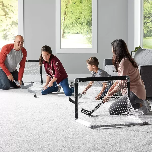NHL Mini Hockey Goal Set of 2  Black  Includes Mini Hockey Goals 4 Hockey Sticks 2 Goalie Sticks and 4 Foam Hockey Balls