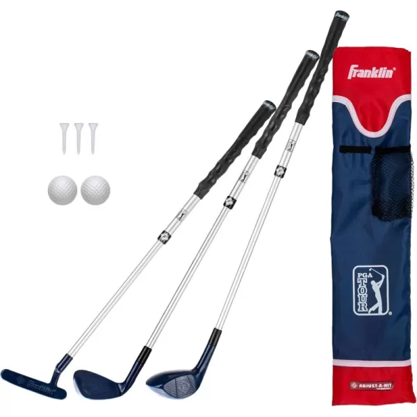 Franklin Sports Kids Golf Set  Youth Adjustable Plastic Golf Club Set  Kids Plastic Golf Set with Bag and Balls  Adjustable Length Clubs for Toddlers Junior Right hand RedRedBlue