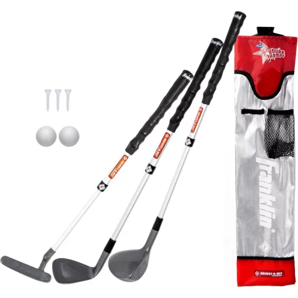 Franklin Sports Kids Golf Set  Youth Adjustable Plastic Golf Club Set  Kids Plastic Golf Set with Bag and Balls  Adjustable Length Clubs for Toddlers Junior Right hand RedRed