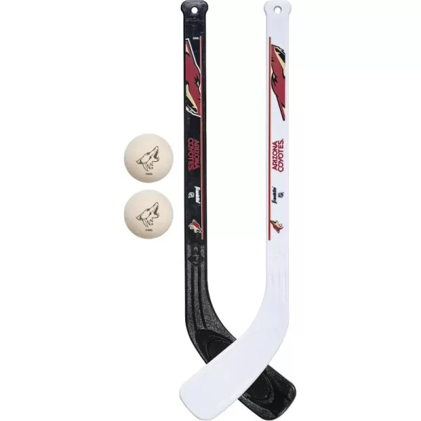 Franklin Sports NHL Mini Hockey Stick Set  NHL Team Knee Hockey Stick and Ball Set  Two Player Stick Set  Great Toy for KidsArizona Coyotes