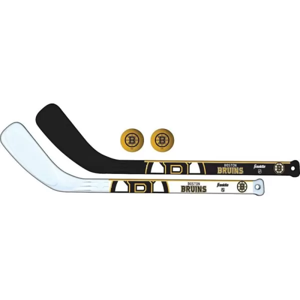 Franklin Sports NHL Mini Hockey Stick Set  NHL Team Knee Hockey Stick and Ball Set  Two Player Stick Set  Great Toy for KidsBoston Bruins