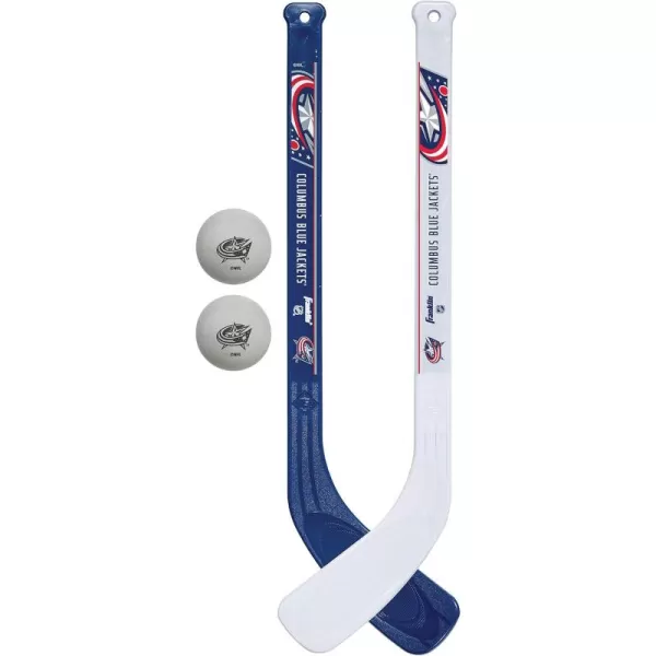 Franklin Sports NHL Mini Hockey Stick Set  NHL Team Knee Hockey Stick and Ball Set  Two Player Stick Set  Great Toy for KidsColumbus Blue Jackets