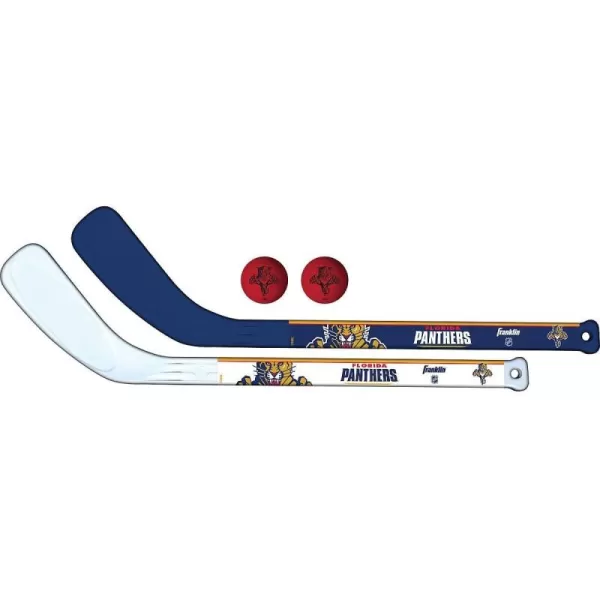 Franklin Sports NHL Mini Hockey Stick Set  NHL Team Knee Hockey Stick and Ball Set  Two Player Stick Set  Great Toy for KidsFlorida Panthers