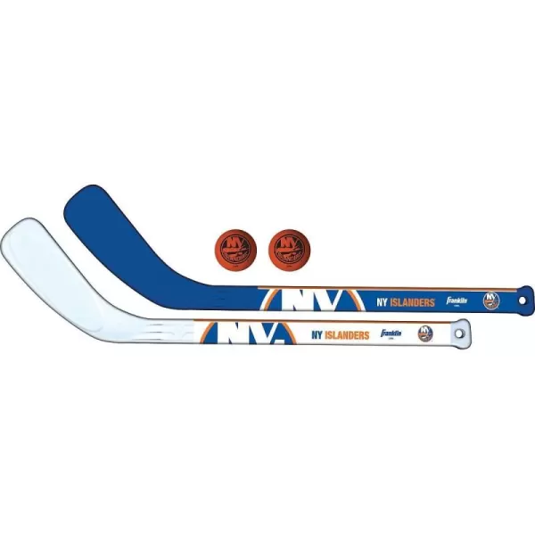 Franklin Sports NHL Mini Hockey Stick Set  NHL Team Knee Hockey Stick and Ball Set  Two Player Stick Set  Great Toy for KidsNew York Islanders