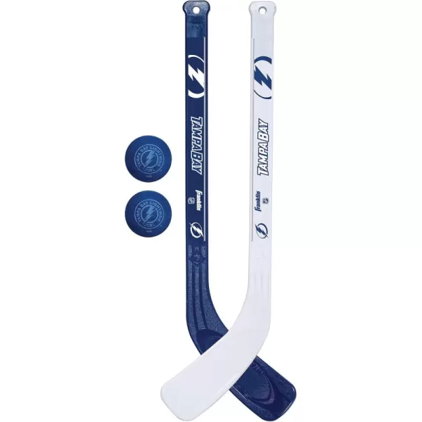 Franklin Sports NHL Mini Hockey Stick Set  NHL Team Knee Hockey Stick and Ball Set  Two Player Stick Set  Great Toy for KidsTampa Bay Lightning
