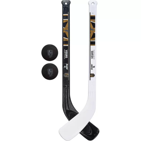 Franklin Sports NHL Mini Hockey Stick Set  NHL Team Knee Hockey Stick and Ball Set  Two Player Stick Set  Great Toy for KidsVegas Golden Knights