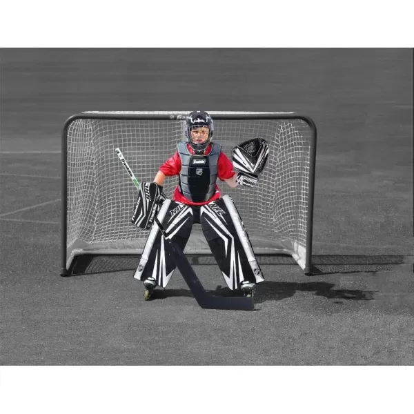 Franklin Sports NHL Kids Street Hockey Goalie Pads Set  Kids Hockey Training Equipment  Includes Block Pad Catch Glove and Goalie PadsSmallMedium