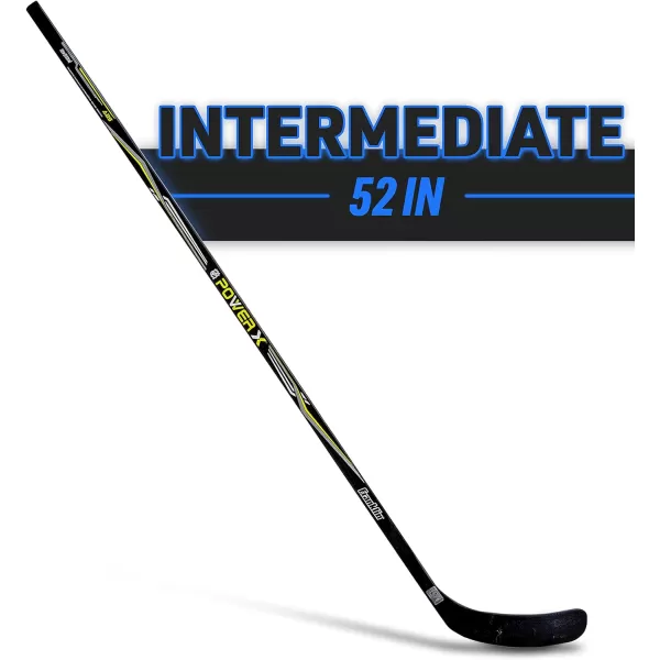 Franklin Sports Power X Junior Street Hockey Sticks  Youth Outdoor Street Hockey Stick  Right  Left Handed Kids Hockey Sticks  Wood  Fiberglass Shaft  One Piece Stick  58quot  52quot Inch Sizes52Inch Junior